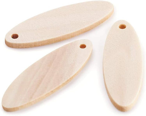 KISSITTY 200pcs Natural Unfinished Blank Wooden Oval Flat Pendants Wheat 1.4x0.47 Inch for Earring Pendant Jewelry DIY Craft Making...
