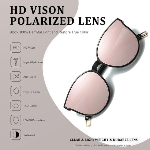 Polarized Oversized Sunglasses for Women Men Trendy Cateye Sun Glassses Retro Large Frame Shades Black...