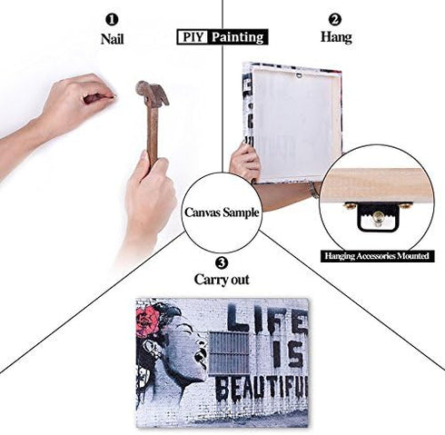 Music Wall Art for Bedroom, PIY Modern Musical Note Canvas Prints Stretched with Frame, Beautiful Notes Beating on Staff Picture Decor (Waterproof...