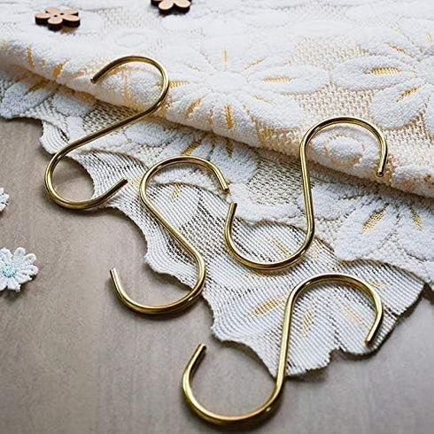 YANGQIHOME 6 Pieces, Brass S Shaped Hooks, Gold Coat Clothes Towel Hangers, Kitchen Pots Pans Coffee Cups Rack Hooks...