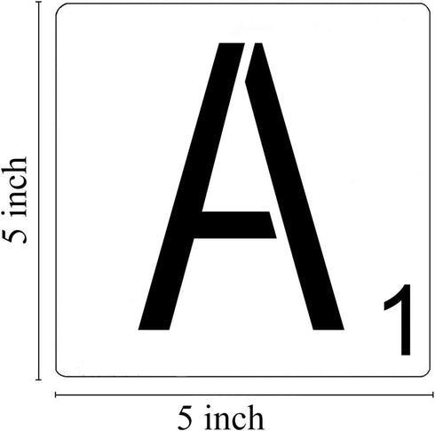 Scrabble Tile Letter Stencils 5 Inch - 28 Pack Scrabble Style Alphabet Stencil Templates for Painting on Wood, Reusable Plastic Stencils for Craft...