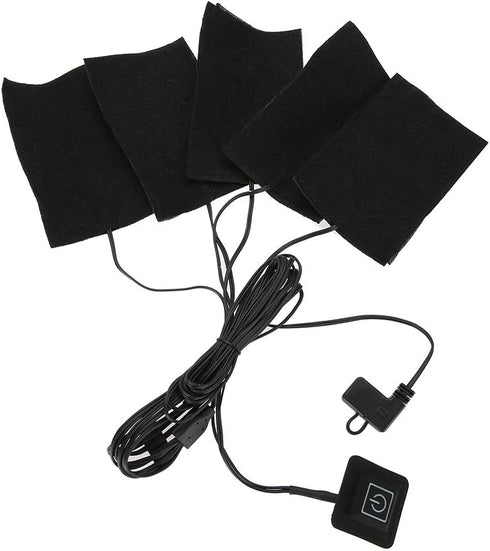 Electric Clothes Heating Pads, 5Pcs Portable USB Heater Pads Set, Adjustable Temperature Heating Pad for Clothes Seat Bed, Waterproof Fiber Heatin...
