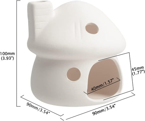 AnRui Fish Tank Decortation Cute Ceramic Mushroom Mini House Aquarium Decor Betta Cave Hideout Ornament Accessories for Small Fish, Shrimp, White...