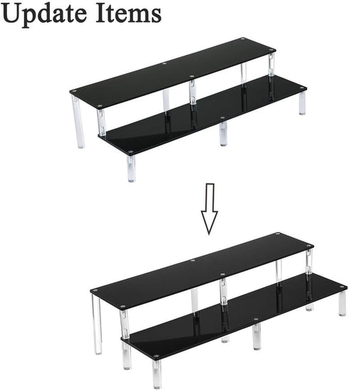 BYCY 2 Tier Black Acrylic Display Stand Cupcakes Holder, Dessert Display Riser for Great Event, Birthday Party, Wedding Party ( 1 Pack - 16" x 6.9...