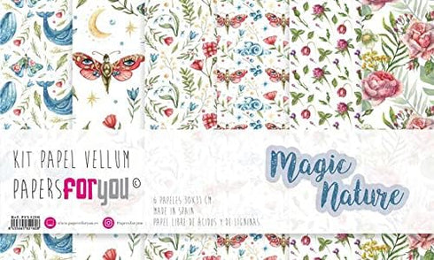 Papers For You - Vellum Scrapbooking Paper Kit | "Magic Nature" Collection | Includes 6 Single Sided Vegetable Papers with Different Designs | Siz...