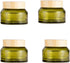 4 Pack 50g Empty Glass Cosmetic Cream Jars Cosmetic Container,Portable Refillable Travel Size Cream Jar Pot Bottle with Wood Grain Plastic Lids fo...