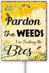Bee Sign Pardon The Weeds I'm Feeding The Bees Signs Bee Yard Sign with Stakes 8in×12in, Pollinator Garden Sign Bee Decorations,Sturdy Aluminum La...