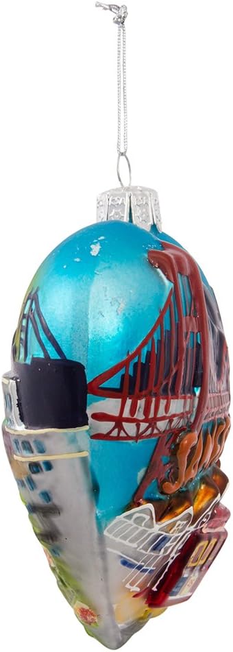 Kurt Adler 4" San Francisco Glass Heart Cityscape Ornament...
