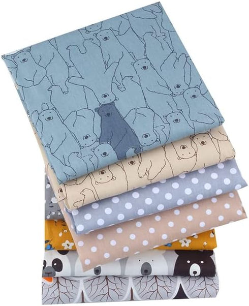 ?Flower And Bear Animals Cartoon Printed 100% Cotton Quilting Bundles Fabric for Patchwork Needlework DIY Handmade Sewing Crafting Precut Face Mas...
