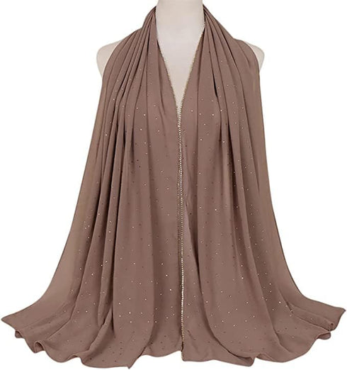 ZAFA Women Soft Chiffon Rhinestone Long Scarf Shawl Fashion Muslim Hijab Head Wrap Scarves...
