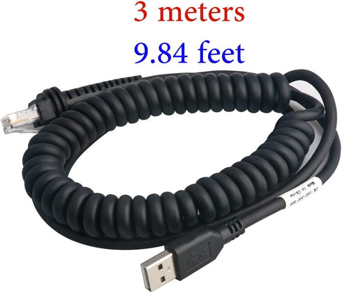 USB Cable Coiled 3 Meter, Type A USB to RJ45 Barcode Scanner Cable for Datalogic GD/GM/QD/QM Series GD4330 GD4430 (3M / 9FT Coiled USB Port)...