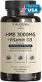 HMB 3000mg and Vitamin D3 Supplement Capsules per serving *USA Made & Tested* Promotes Muscle Growth & Recovery - HMB Supplement and Vitamin D3 (1...