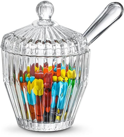 5oz Crystal Candy Jar with Lid Decorative Candy Dish Bowl Glass Candy Servers Wedding Candy Buffet Storage Containers for Home Office Lady Gift...
