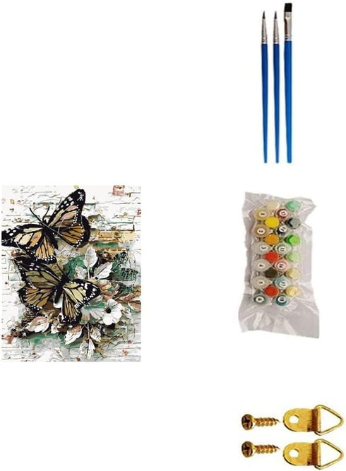 BOMUVI Paint by Numbers for Adults Beginner Paint by Numbers for Adults Butterfly DIY Paint by Number Kits Acrylic Painting Butterfly Paint by Num...
