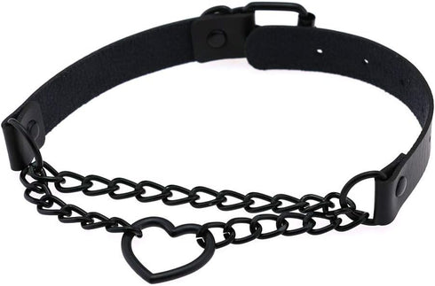 Heart Leather Choker Punk PU Necklace Goth Choker Soft Collar Chain for Women Girls Gifts...