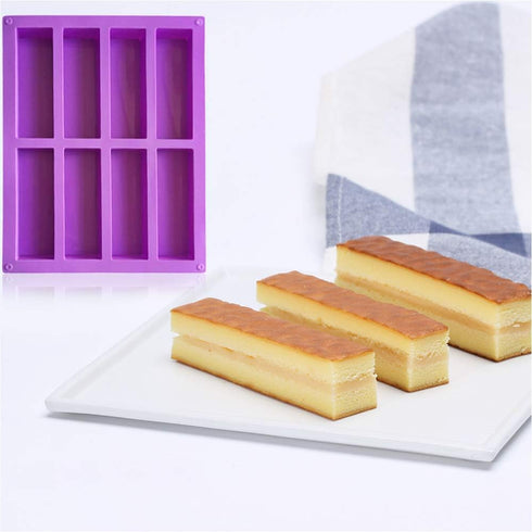 Palksky (2 Pcs) 8 Cavity Rectangle Granola Bar Silicone Mold/Nutrition/Cereal Bar Molds Energy Bar Maker for Chocolate Truffles Ganache Bread Brow...