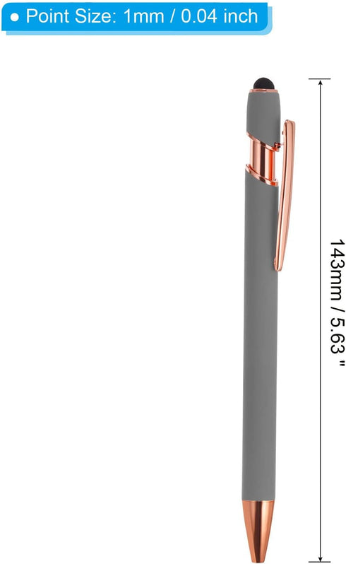 PATIKIL Ballpoint Pen with Stylus Tip, 6 Pack 2 in 1 Metal Pen Black Ink 1.0mm Medium Point Stylus Pen for Touch Screens Style 2, Gray......