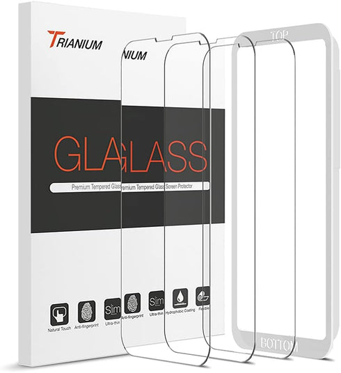 Trianium Tempered Glass Screen Protector Compatible for iPhone 13 Pro Max (2021), 3 Pack HD Glass 9H Film (w/Alignment Case Tool included)...