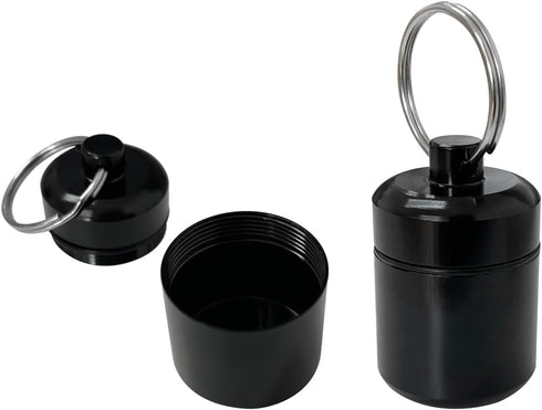2pcs Portable Pill Container Keychain Pill Holder Medicine Organizer,Aluminium Alloy Round Pill Box Organizer for Outdoor Travel Camping...