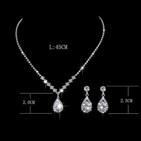 JAKAWIN Bride Silver Bridal Necklace Earrings Set Crystal Wedding Jewelry Set Rhinestone Choker Necklace for Women (Set of 3) (NK144-3)...