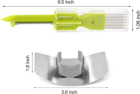 ZOCONE 3 PCS Stainless Steel Finger Guard Green Onion Cutter Shred Silk Knife Set, Kitchen Safe Steel Slicing Tool for Hands, Finger Protector Kni...