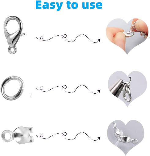Olylkx 720pcs Lobster Claw Clasps, Bead Tips Knot Covers, Open Jump Ring Connectors, Jewelry Making Accessories Set (12 Styles)...