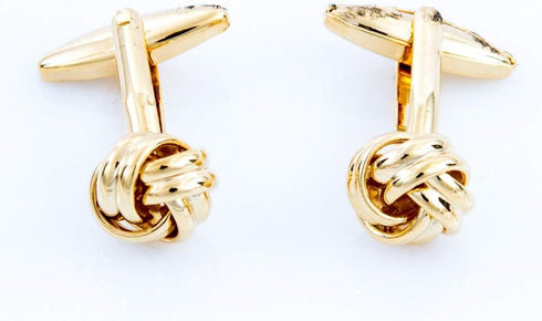 Knot Gold Tone Cufflinks and Studs Tuxedo Set in a Presentation Gift Box & Polishing Cloth...