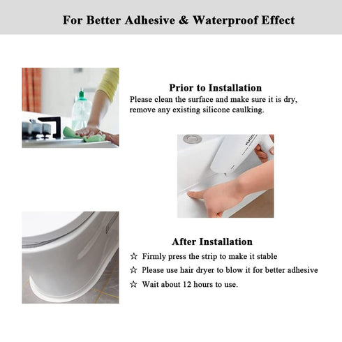 2PC Caulk Tape White Marble, 1.5''x10.5Ft PVC Waterproof Sealing Strip for Toilet, Self Adhesive Caulk Strip, Caulking Tape for Bathtub, Kitchen S...