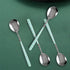 Stainless Steel Soup Spoon,Korean Dessert Spoon,Green Daisy Mixed Color Spoon for Home, Kitchen or Restaurant, Set of 4 Green Daisy Colour Soup Sp...