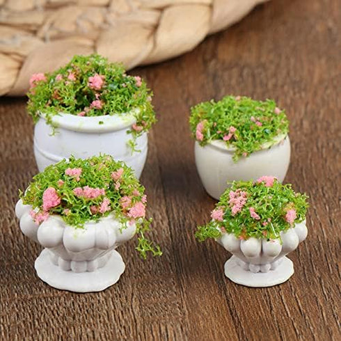 4 Pcs Dollhouse Potted Plants,Miniature Artificial Plant Bonsai,Mini Flowerpot,Miniature Dollhouse Kit,Doll House Mini Plant,for 1:12 Dollhouse De...