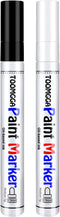 White and Black Permanent Markers Paint Pens-2 Pack Oil Based Paint Markers, Medium Tip, Quick Drying Paint Pens for Wood, Metal, Rock Painting, M...