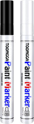 White and Black Permanent Markers Paint Pens-2 Pack Oil Based Paint Markers, Medium Tip, Quick Drying Paint Pens for Wood, Metal, Rock Painting, M...