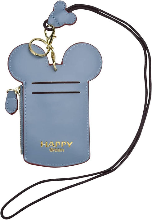 BUUFAN Chic Cute Travel PU Leather Student ID Card Holder Lanyard Neck Pouch Bag With Coin Wallet Purse for Students Women Kids Teens Girls (Blue)...