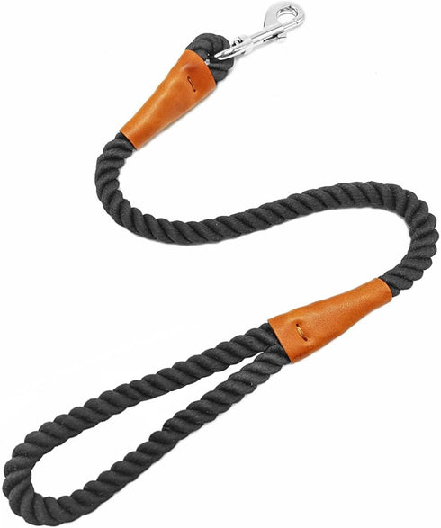 2 FT Short Dog Leash, Soft Strong Braided Leash with Leather Tailor Connection Pet Rope Leash for Small Medium Large Dogs (24 Inch x 1/2'')...