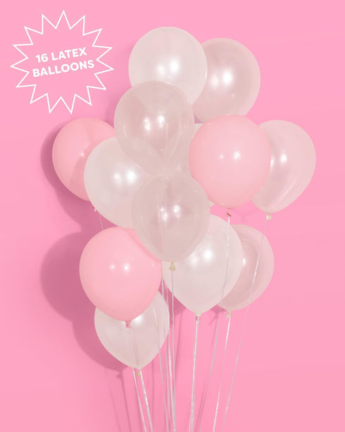 xo, Fetti Party Decorations Pink Latex + Iridescent Foil Bow Balloons - 20 pk | Bachelorette Decorations, Bow Birthday Party, Bridal Engagement De...