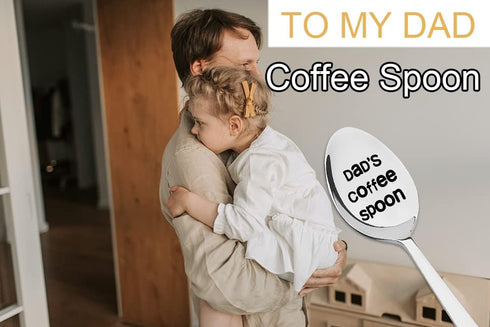 Dad Gift Spoon from Daughter Son - Dad's Coffee Spoon for Dad Daddy Birthday Fathers Day Christmas Gift for Father Coffee Lovers Gifts for Him Dad...
