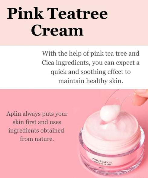 aplin Pink Tea Tree Intensive Cream - 50g/1.7 Oz, CICA, Allantoin, Korean Skin Care, Moisturizing, Hydrating...