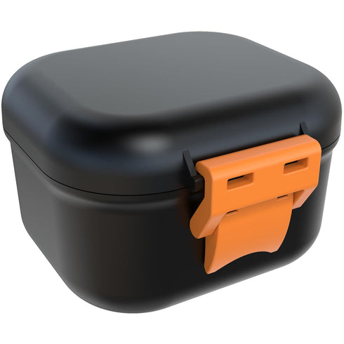 ARGOMAX Leak Proof Denture Bath Cup, Portable Soaking Denture Box, Denture Bath Case with Strainer, for Dentures and Braces (Black + Orange)....