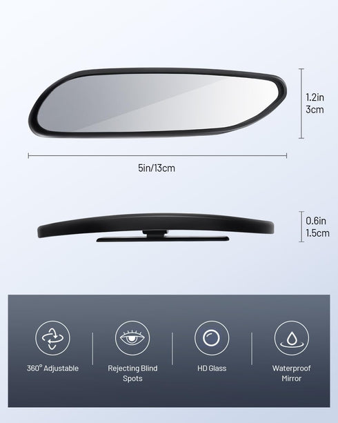 Blind Spot Mirror, 5" Wide Horizontal Viewing Angle, Side Mirror Blindspot Can Up and down Adjustment, Adhesive...