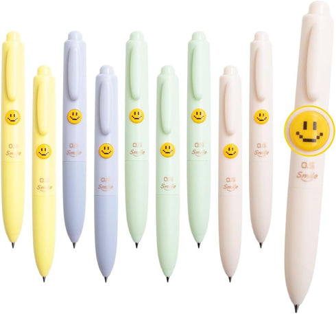 M&G Retractable Gel Ballpoint Pens 0.5mm, 10 Pcs Fat Gel Pens Fine Point Black Ink, Cute Gel Pen With Smiley Face Colorful, Ballpoint Pens Smooth ...