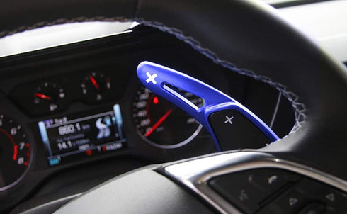 iJDMTOY Blue CNC Billet Aluminum Large Paddle Extensions Compatible with Chevy 2014-2019 C7 Corvette, 2016-up Gen6 Camaro...