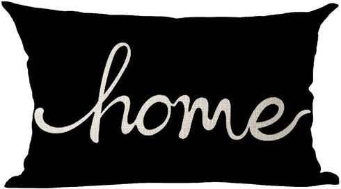 Ramirar Word Art Home Black Background Gift for Family Lover Inspirational Decorative Lumbar Throw Pillow Cover Case Home Living Room Bed Sofa Car...