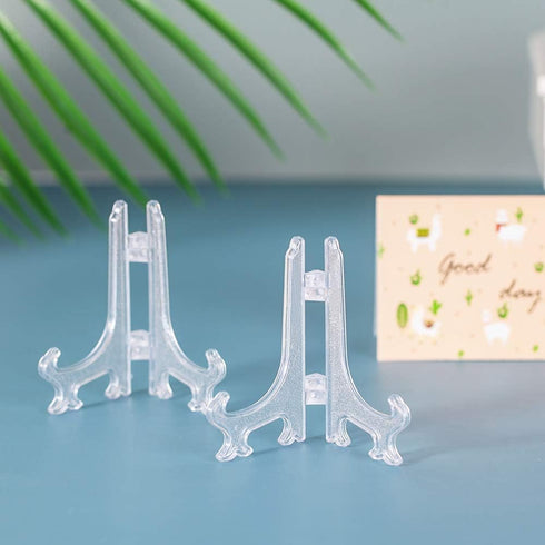 Artliving 3 Inch Clear Plastic Easels or Stand/Plate Holders to Display Pictures or Other Items at Weddings, Home Decoration, Birthdays, Tables (1...