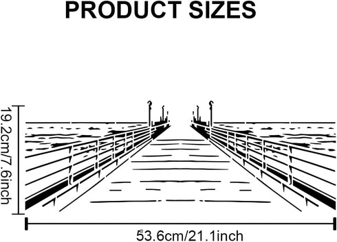Beach Bridge Scenery Stencil Splicing Patterns 21×7.6inch Large Ocean Bridge Stencils with Paint Brush Summer Sea Landscape 11.7×8.3inch Templates...