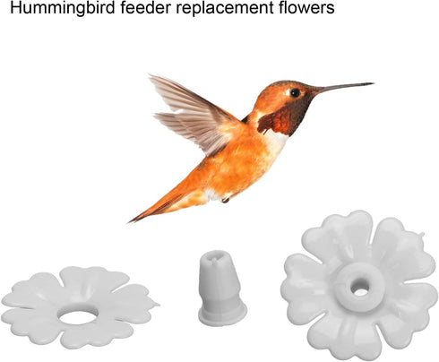 30 Set Hummingbird Hanging Feeders Flowers Hanging Bird Feeding Ports Replacement Outdoors Garden Supplies (White)...