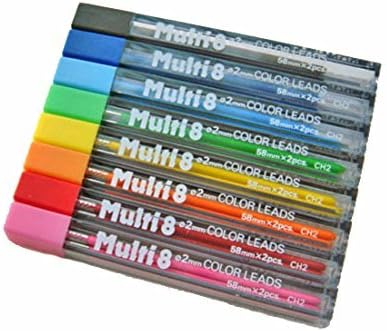 Pentel Arts 8 Colour Pencil Lead Refill (2.0mm), Assorted Colors (BCEGFKPS) 8-Pk...