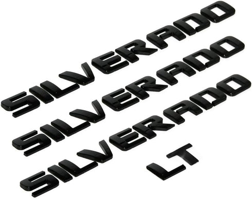 3D Raised and Strong Adhesive Decals Letters Badge Fit for Silverado LT 1500 2500Hd 3500Hd - Gloss Black...