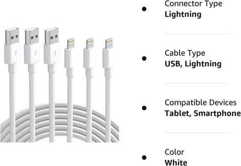 IDISON [MFi Certified iPhone Charger 3Pack 6FT, iPhone Charging Cable USB Fast Charging Cable High Speed Transfer Cord Compatible for iPhone/Pads....
