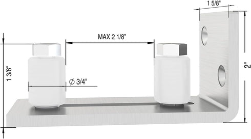 JUBEST Barn Door Floor Guide - Satin Nickel Adjustable Roller Wall Mounted Floor Guide for Door Thick Up to 2 1/8 inches, Flush Bottom Design, Smo...