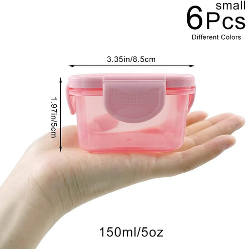 6Pcs Small Food Storage Containers, Leakproof Lids, Condiment Sauce Containers, Small Freezer Storage Containers Airtight Containers, Dishwasher F...
